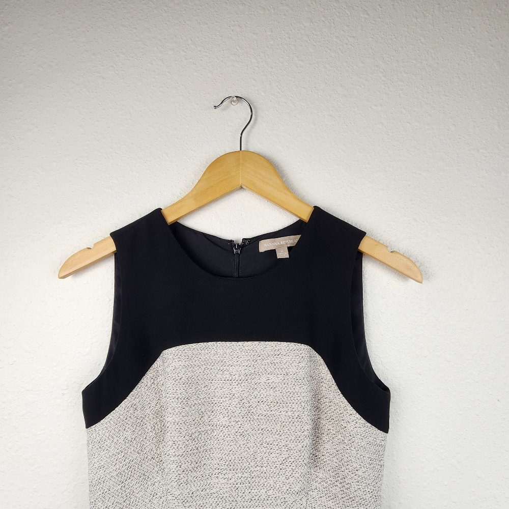 Banana Republic Black & White Colorblock Sheath Sleeveless Dress Women's Size 2 - Picture 3 of 9